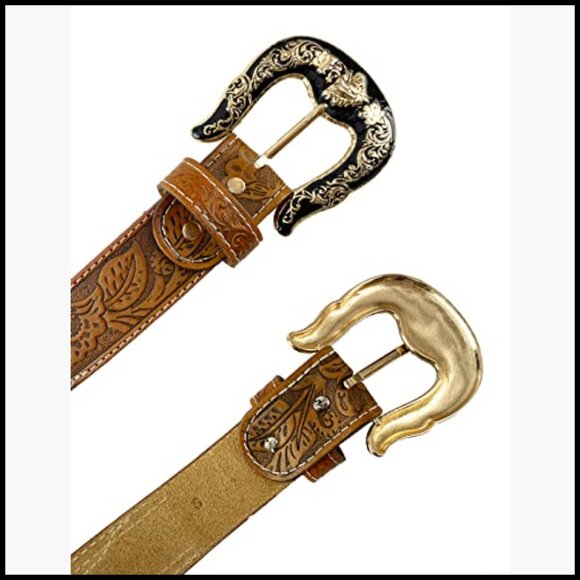 Western Leather Belt with Horse Head Buckle for Women and Men main image 4